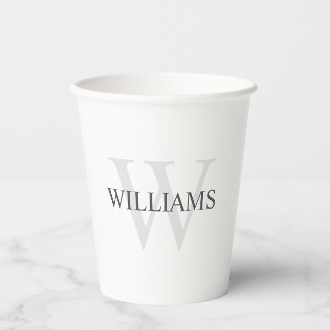 Classic Personalised Monogram and Name Paper Cups (Front)