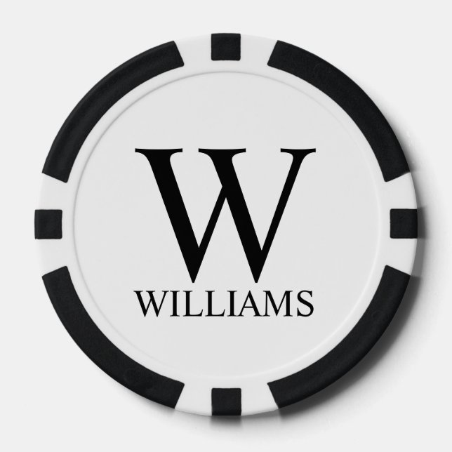 Classic Personalised Monogram and Name Poker Chips (Front)