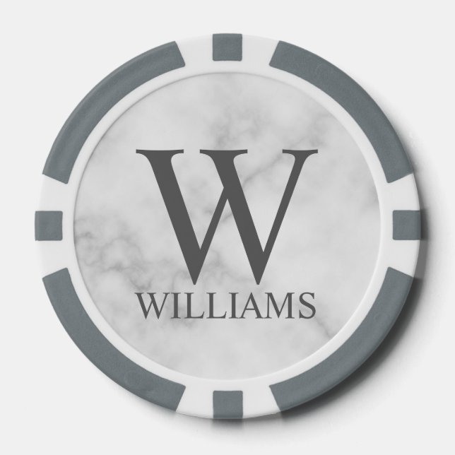 Classic Personalised Monogram and Name Poker Chips (Front)