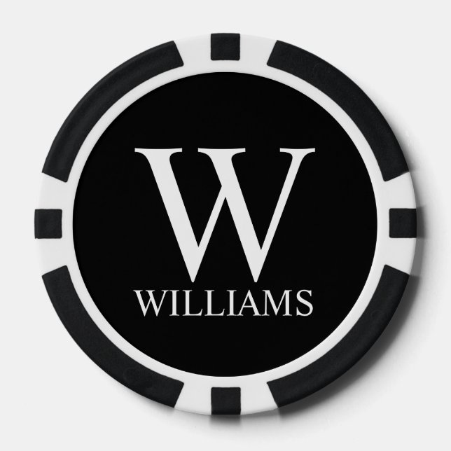 Classic Personalised Monogram and Name Poker Chips (Front)