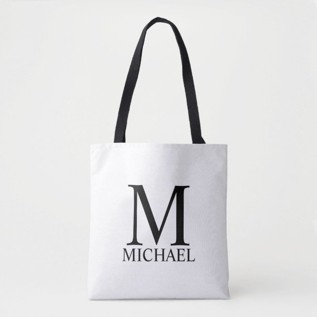 Classic Personalised Monogram and Name Tote Bag (Front)