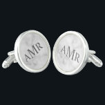 Classic Personalised Monogram Cufflinks<br><div class="desc">Classic design features personalised 3 letter initial monogram in grey classic serif font style on white marble background. Perfect as holiday gift, father's day gift for dad and gift for any special occasions. Please note: The marble details are simulated in the artwork. No actual marble will be used in the...</div>