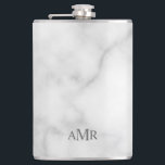 Classic Personalised Monogram Hip Flask<br><div class="desc">Classic design features personalised 3 letter initial monogram in grey classic serif font style on white marble background. Perfect as holiday gift, father's day gift for dad and gift for any special occasions. Please note: The marble details are simulated in the artwork. No actual marble will be used in the...</div>