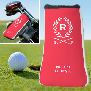 Classic Personalised Monogram Name Red Putter Golf Head Cover