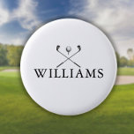 Classic Personalised Name Golf Clubs 6 Cm Round Badge<br><div class="desc">Personalise the name in classic typography to create a unique golf gift and keepsake for any golfer. Designed by Thisisnotme©</div>
