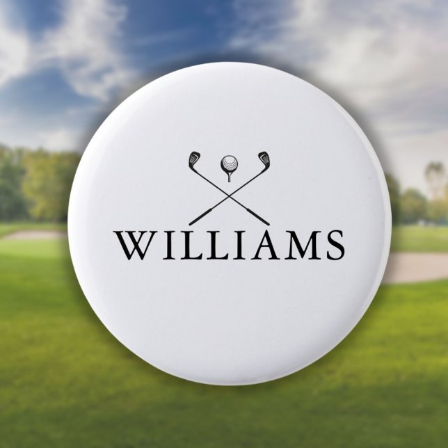 Classic Personalised Name Golf Clubs 6 Cm Round Badge (Creator Uploaded)