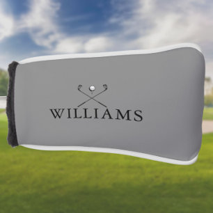 Classic Personalised Name Golf Clubs Grey Head Cover