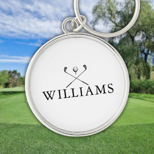 Classic Personalised Name Golf Clubs Key Ring