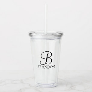 Classic Personalised Script Monogram and Name Acrylic Tumbler