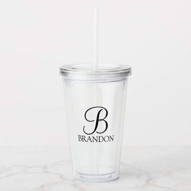 Classic Personalised Script Monogram and Name Acrylic Tumbler (Front)
