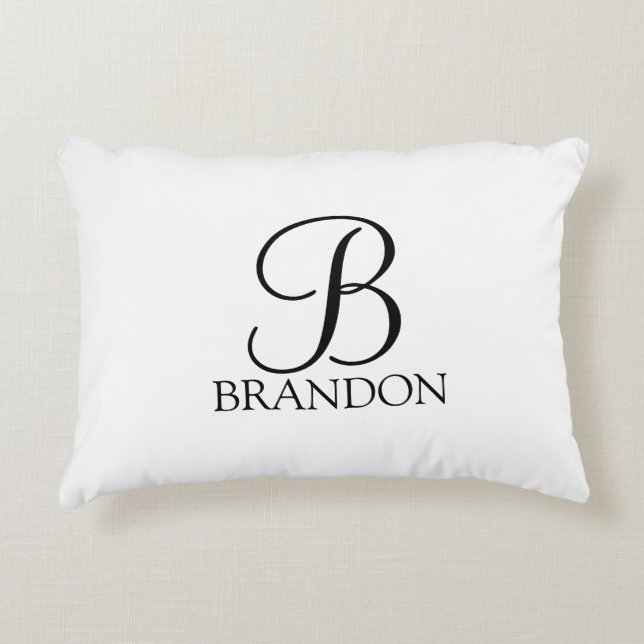 Classic Personalised Script Monogram and Name Decorative Cushion (Front)