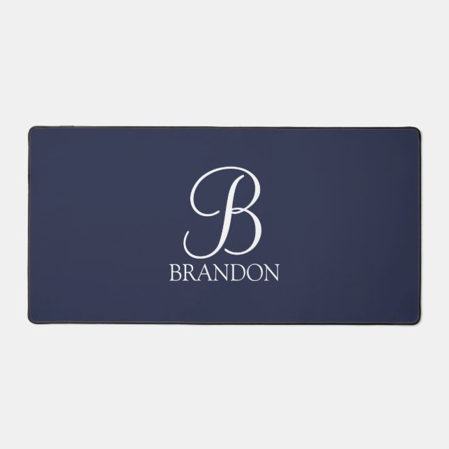 Classic Personalised Script Monogram and Name Desk Mat (Front)