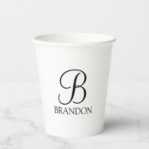 Classic Personalised Script Monogram and Name Paper Cups