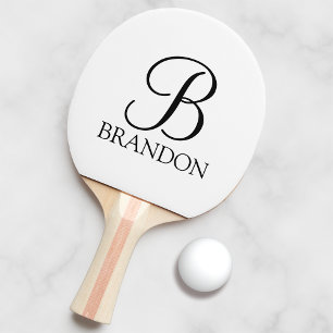 Classic Personalised Script Monogram and Name Ping Pong Paddle