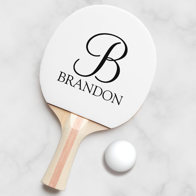 Classic Personalised Script Monogram and Name Ping Pong Paddle (Creator Uploaded)