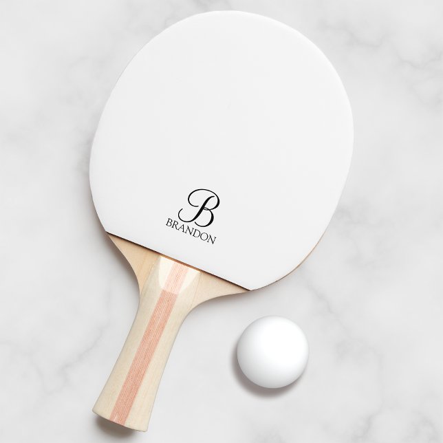 Classic Personalised Script Monogram and Name Ping Pong Paddle (Creator Uploaded)
