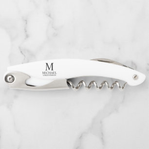 Classic Personalized Groomsman Monogram and Name Corkscrew