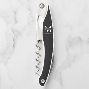 Classic Personalized Groomsman Monogram and Name Corkscrew