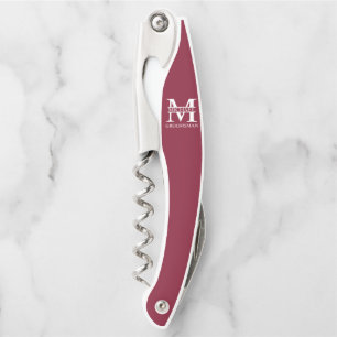 Classic Personalized Groomsman Monogram and Name Corkscrew