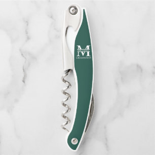 Classic Personalized Groomsman Monogram and Name Corkscrew