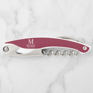 Classic Personalized Groomsman Monogram and Name Corkscrew