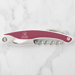 Classic Personalized Groomsman Monogram and Name Corkscrew