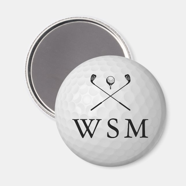 Classic Personalized Monogram Golf Ball Magnet (Front/Back)