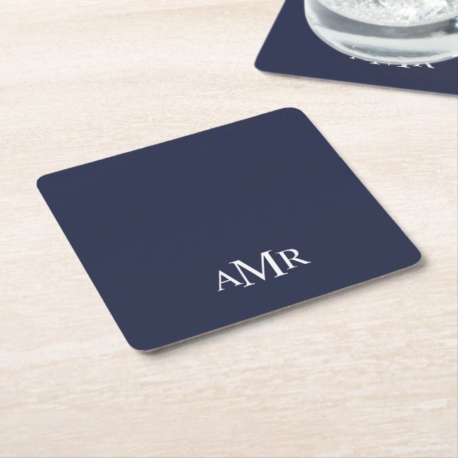 Classic Personalized Monogram Square Paper Coaster (Angled)