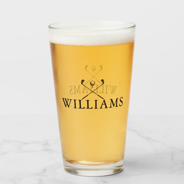 Classic Personalized Name Golf Clubs Glass (Front Filled)