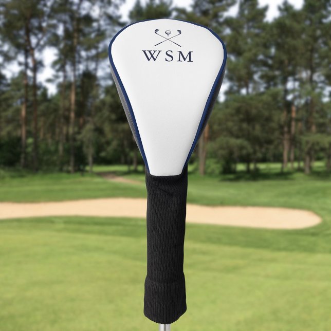 Classic Personalized Navy Blue Monogram Golf Clubs Head Cover (Classic Personalized Navy Blue Monogram Golf Clubs Golf Head Cover)