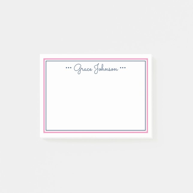 Classic Personalized Notes | Navy & Pink (Front)