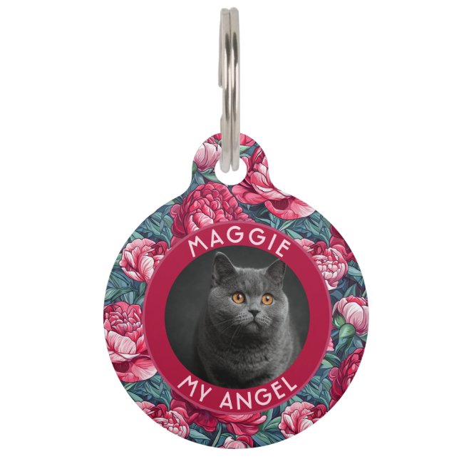 Classic Pet Lover Gift Peonies Print Tag (Front)