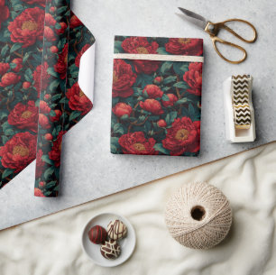 Classic Petals Peonies Flower Wrapping Paper