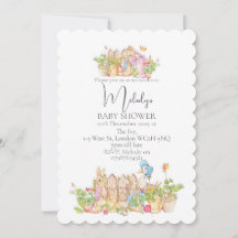Classic Peter Rabbit 5x7  Baby Shower Invitations.