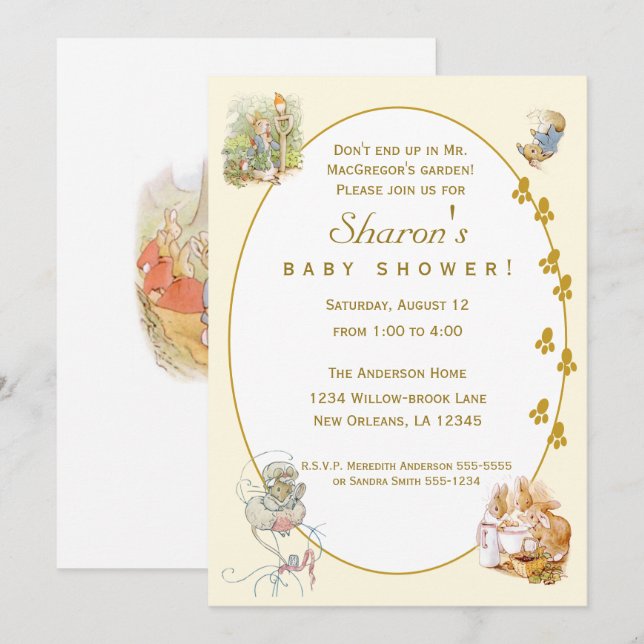 Classic Peter Rabbit Baby Shower Invitation (Front/Back)