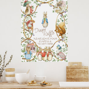 Classic Peter the Rabbit Baby Diaper Raffle Budget Poster