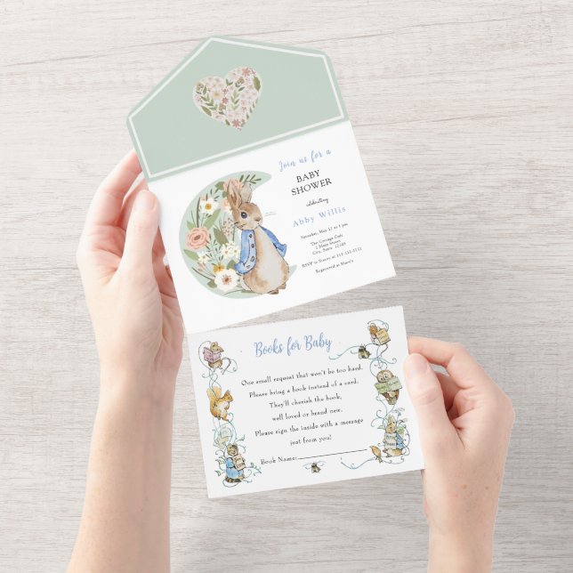 Classic Peter the Rabbit Baby Shower All In One In All In One Invitation (Tearaway)