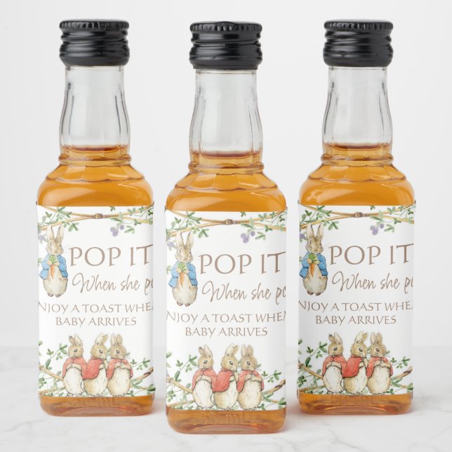 Classic Peter the Rabbit Baby Shower Book Request Liquor Bottle Label (Bottles)