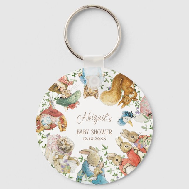 Classic Peter the Rabbit Baby Shower Key Ring (Front)