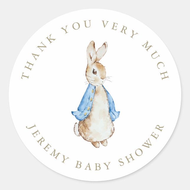 Classic Peter the Rabbit Baby Shower Square Sticke Classic Round Sticker (Front)