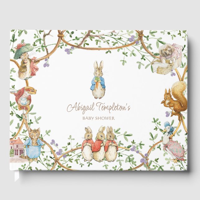 Classic Peter the Rabbit Beatrix Baby Shower Guest Book (Front)