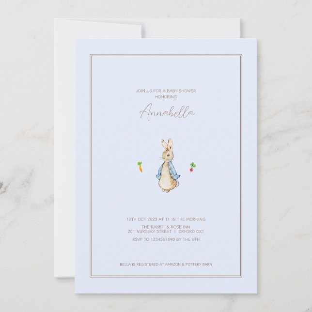 Classic Peter the Rabbit Beatrix Bunny Baby Shower Invitation (Front)