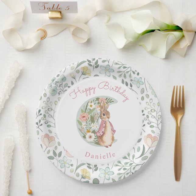 Classic Peter the Rabbit Beatrix Potter Birthday Paper Plate (Wedding)