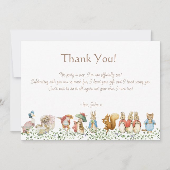 Classic Peter the Rabbit Birthday Thank You Card (Front)
