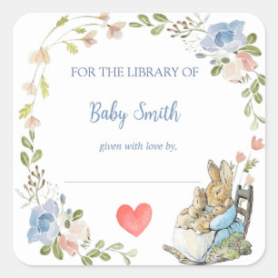 Classic Peter the Rabbit Book Plate Square Sticker