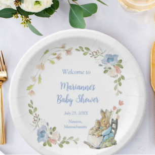 Classic Peter the Rabbit Twin Baby Shower  Paper Plate