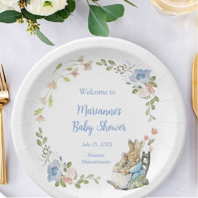 Classic Peter the Rabbit Twin Baby Shower  Paper Plate (Creator Uploaded)