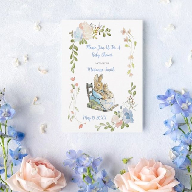 Classic Peter the Rabbit Twins Baby Shower  Invitation (Creator Uploaded)