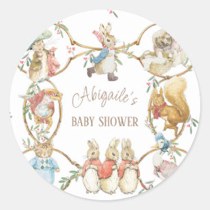 Classic Peter the Rabbit Winter Baby Shower Round Sticker