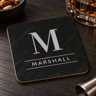 Classic Pewter Grey Personalised Monogram Initial Coaster
